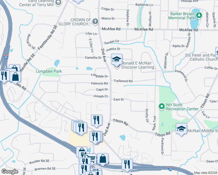 map of restaurants, bars, coffee shops, grocery stores, and more near 2244 2nd Avenue in Decatur