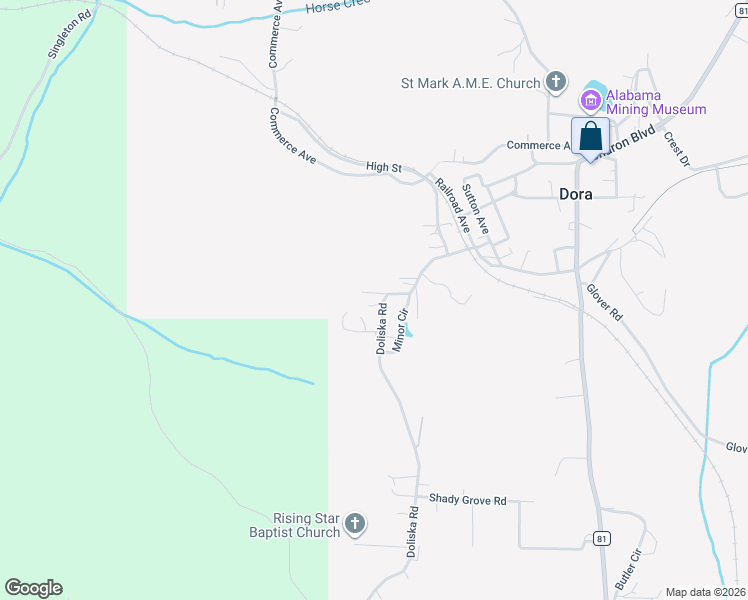 map of restaurants, bars, coffee shops, grocery stores, and more near 215-411 Doliska Rd in Dora