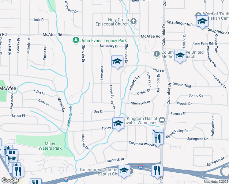 map of restaurants, bars, coffee shops, grocery stores, and more near 2202 Green Forrest Drive in Decatur