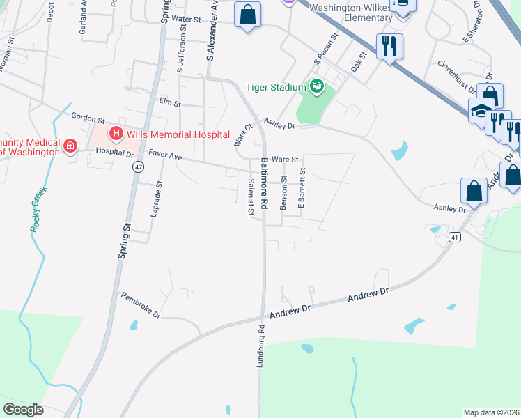 map of restaurants, bars, coffee shops, grocery stores, and more near 526 Baltimore Road in Washington