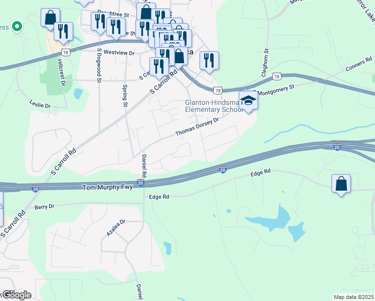 map of restaurants, bars, coffee shops, grocery stores, and more near 218 Alton Circle in Villa Rica