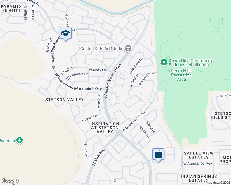 map of restaurants, bars, coffee shops, grocery stores, and more near 26549 North Babbling Brook Drive in Phoenix