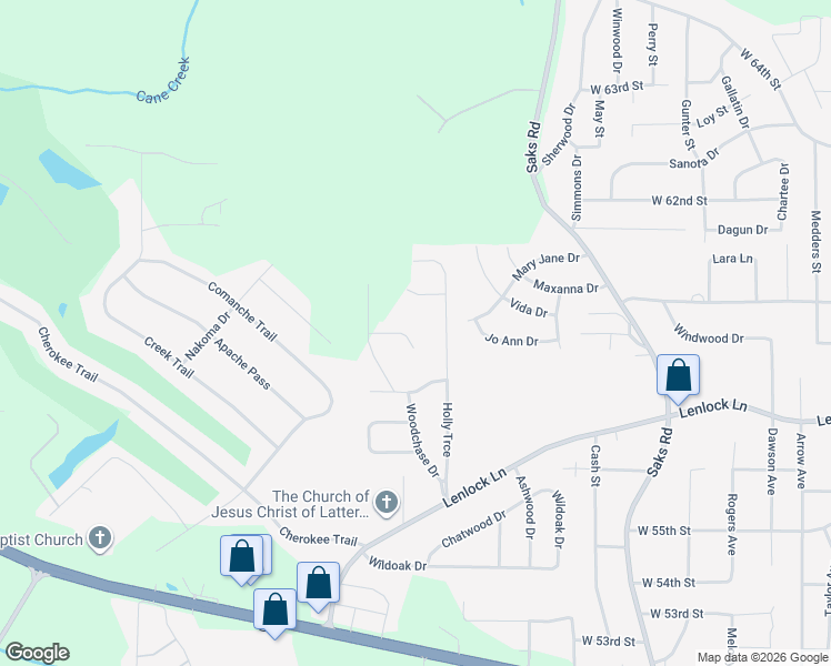map of restaurants, bars, coffee shops, grocery stores, and more near 6204 Woodford Road in Anniston