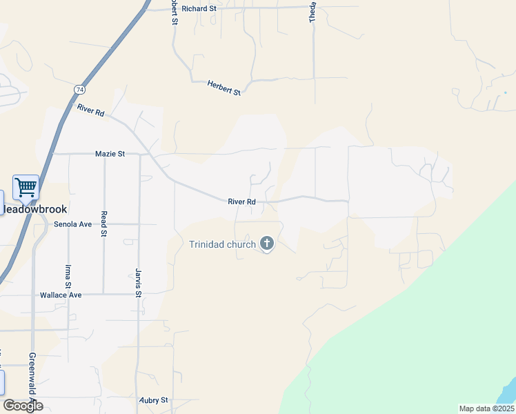 map of restaurants, bars, coffee shops, grocery stores, and more near 21775 River Road in Perris