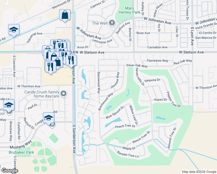 map of restaurants, bars, coffee shops, grocery stores, and more near 1349 Jasmine Way in Hemet