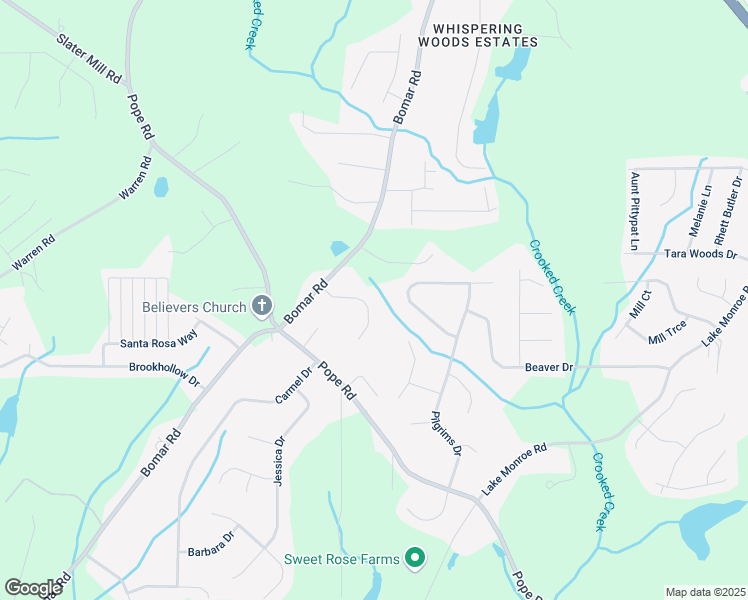 map of restaurants, bars, coffee shops, grocery stores, and more near 3520 Newberry Lane in Douglasville