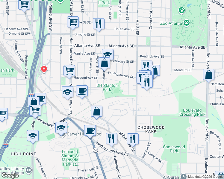map of restaurants, bars, coffee shops, grocery stores, and more near 213 Haygood Avenue Southeast in Atlanta