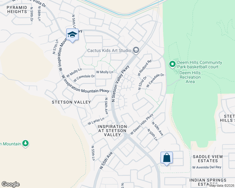 map of restaurants, bars, coffee shops, grocery stores, and more near 26514 North 53rd Glen in Phoenix
