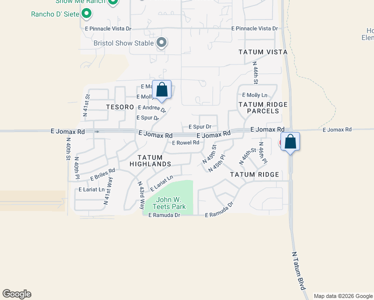 map of restaurants, bars, coffee shops, grocery stores, and more near 4420 East Tether Trail in Phoenix