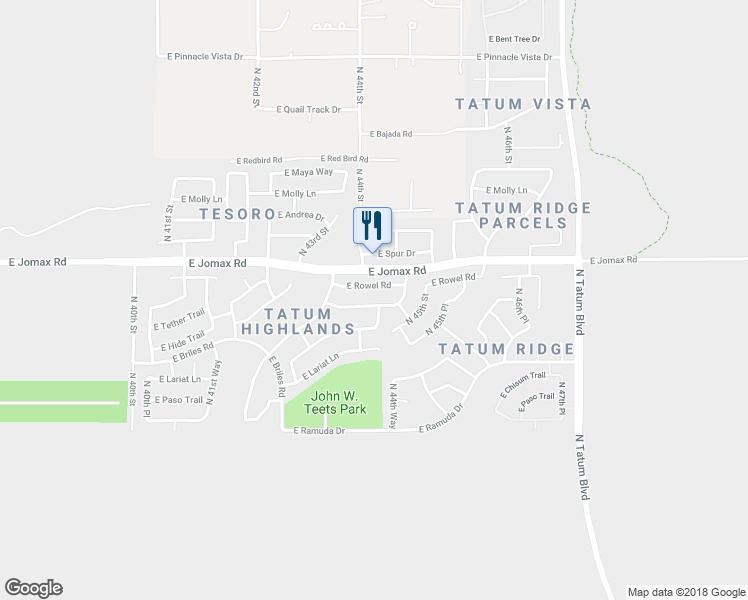 map of restaurants, bars, coffee shops, grocery stores, and more near 4424 East Tether Trail in Phoenix