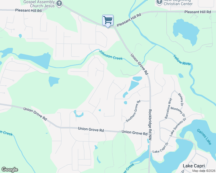map of restaurants, bars, coffee shops, grocery stores, and more near 2406 Harmony Ridge Court in Lithonia
