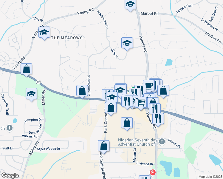map of restaurants, bars, coffee shops, grocery stores, and more near 5311 Bentayga Drive in Lithonia