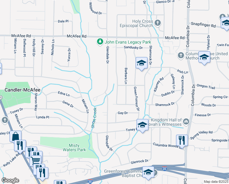 map of restaurants, bars, coffee shops, grocery stores, and more near 2197 Rosewood Road in Decatur