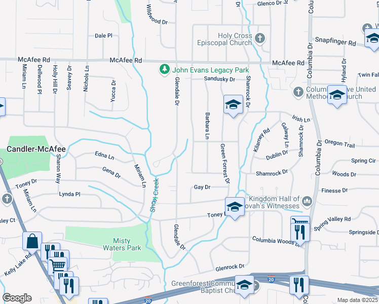map of restaurants, bars, coffee shops, grocery stores, and more near 2197 Rosewood Road in Decatur