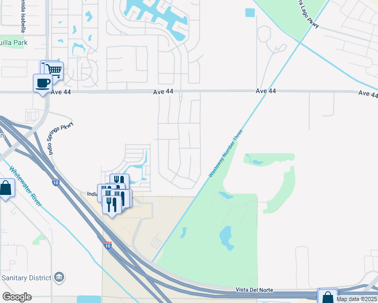 map of restaurants, bars, coffee shops, grocery stores, and more near 84671 Cabernet Ln in Indio