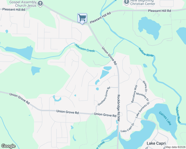 map of restaurants, bars, coffee shops, grocery stores, and more near 2443 Harmony Ridge Court in Lithonia