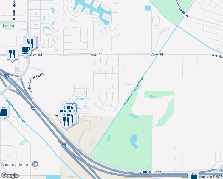 map of restaurants, bars, coffee shops, grocery stores, and more near 84822 Avenue 44 in Indio