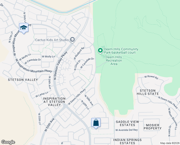 map of restaurants, bars, coffee shops, grocery stores, and more near 5125 West Andrea Lane in Phoenix