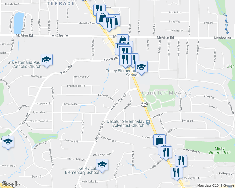 map of restaurants, bars, coffee shops, grocery stores, and more near 2182 Loring Court in Decatur
