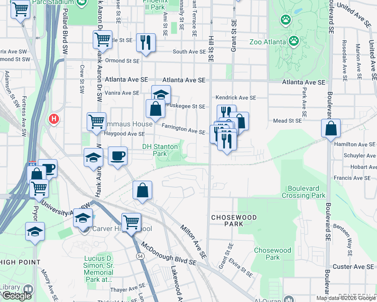 map of restaurants, bars, coffee shops, grocery stores, and more near 213 Haygood Avenue Southeast in Atlanta
