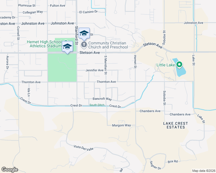 map of restaurants, bars, coffee shops, grocery stores, and more near 42012 Manchester Avenue in Hemet