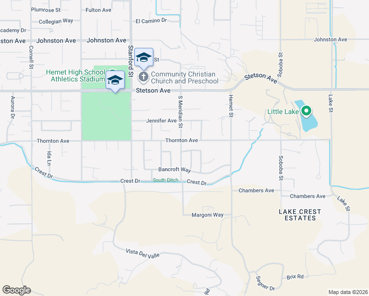 map of restaurants, bars, coffee shops, grocery stores, and more near 42012 Manchester Avenue in Hemet
