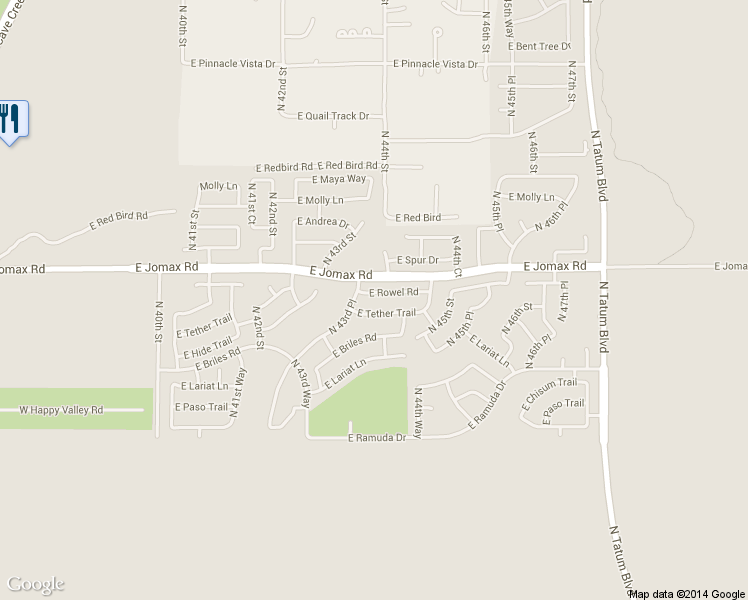 map of restaurants, bars, coffee shops, grocery stores, and more near 4402 East Rowel Road in Phoenix