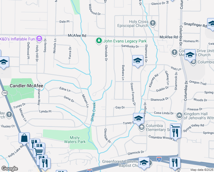 map of restaurants, bars, coffee shops, grocery stores, and more near 2183 Rosewood Road in Decatur
