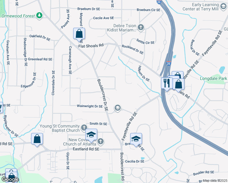 map of restaurants, bars, coffee shops, grocery stores, and more near 1788 Piper Circle Southeast in Atlanta