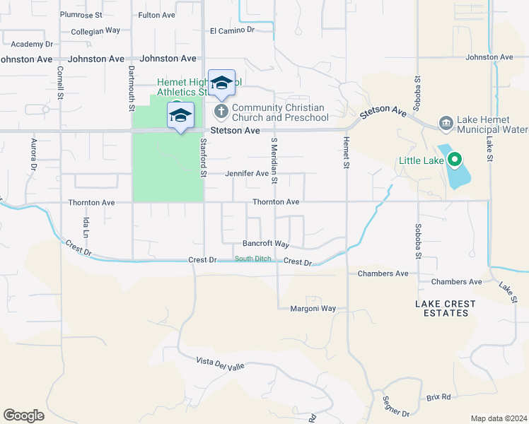 map of restaurants, bars, coffee shops, grocery stores, and more near 41940 Stonecliff Way in Hemet
