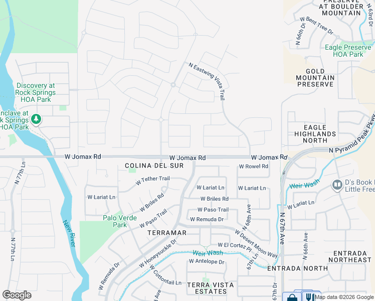 map of restaurants, bars, coffee shops, grocery stores, and more near 7098 West Spur Drive in Peoria