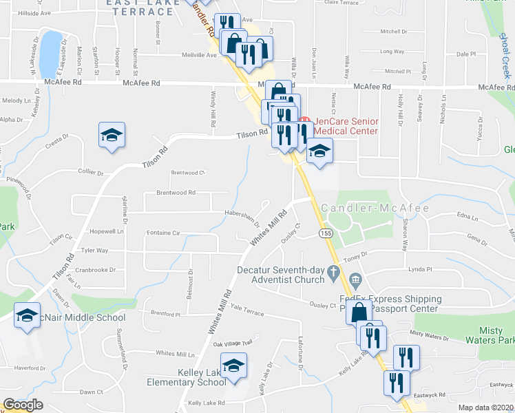 map of restaurants, bars, coffee shops, grocery stores, and more near 2182 Loring Court in Decatur