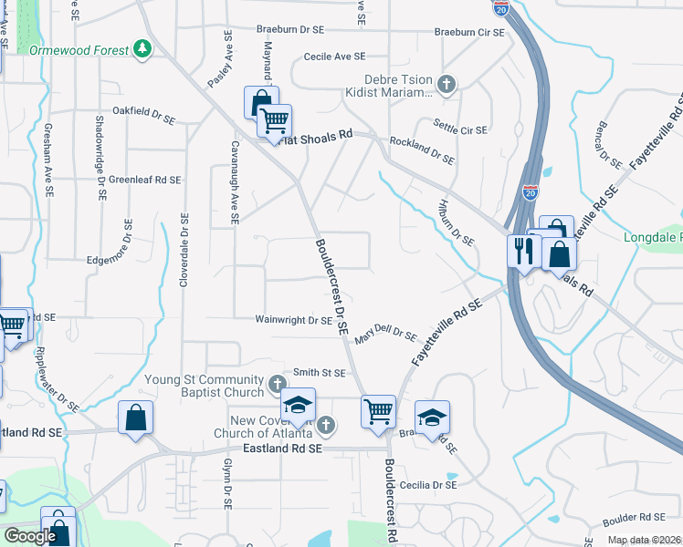 map of restaurants, bars, coffee shops, grocery stores, and more near 1793 Piper Circle Southeast in Atlanta