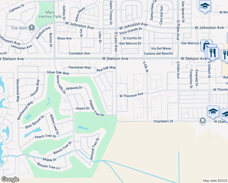 map of restaurants, bars, coffee shops, grocery stores, and more near 1338 Bishop Drive in Hemet