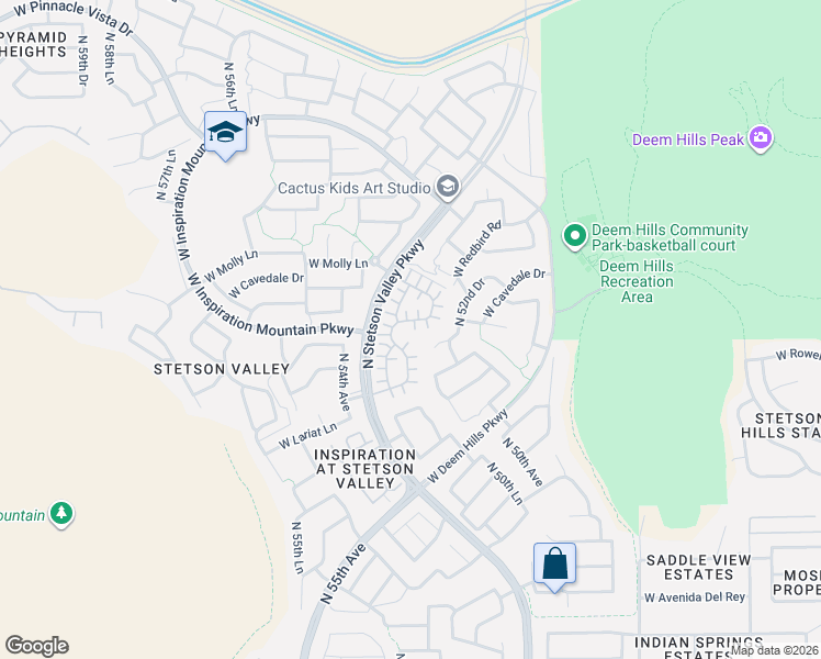map of restaurants, bars, coffee shops, grocery stores, and more near 26658 North Babbling Brook Drive in Phoenix