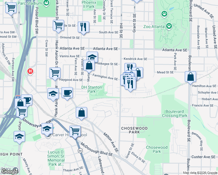 map of restaurants, bars, coffee shops, grocery stores, and more near 213 Haygood Avenue Southeast in Atlanta