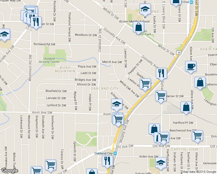 map of restaurants, bars, coffee shops, grocery stores, and more near in Atlanta