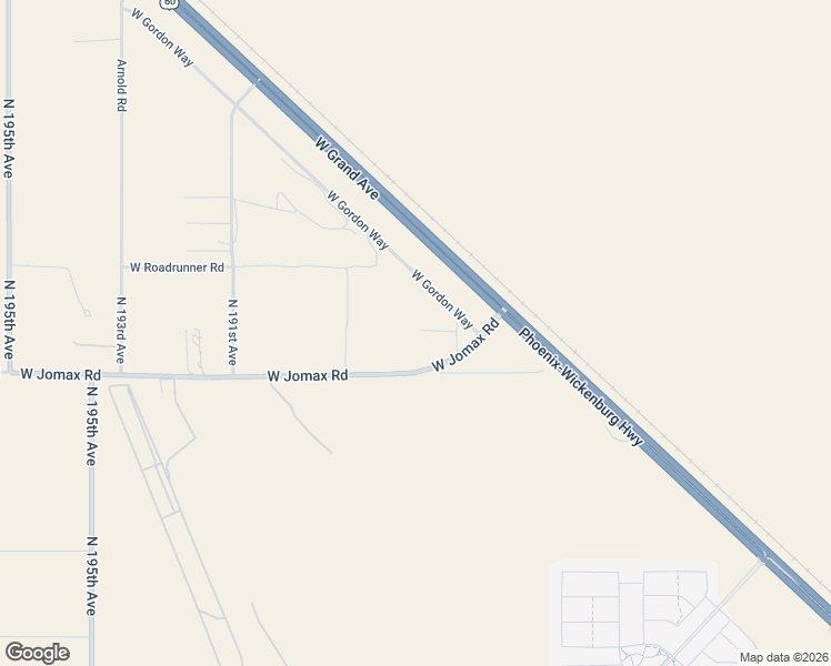 map of restaurants, bars, coffee shops, grocery stores, and more near 26712 North 187th Avenue in Wittmann