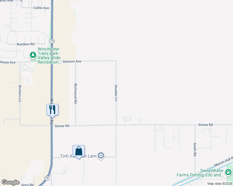 map of restaurants, bars, coffee shops, grocery stores, and more near Stueber Lane in Winchester