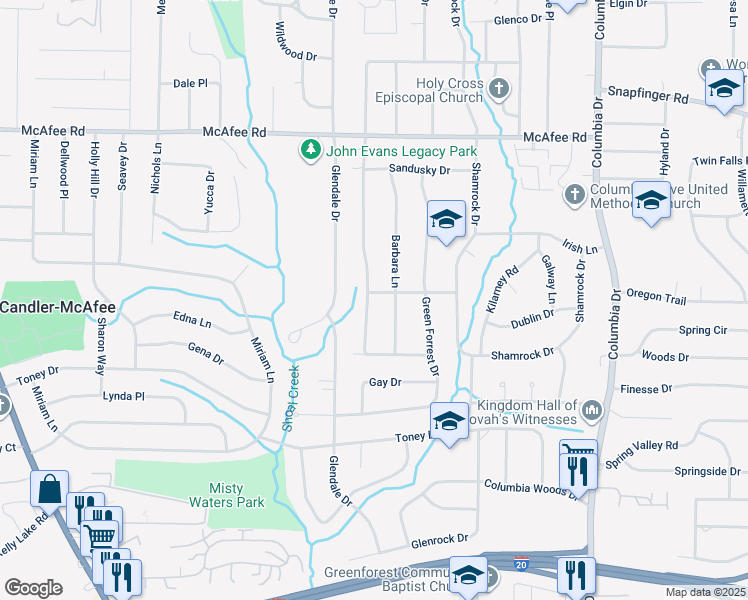 map of restaurants, bars, coffee shops, grocery stores, and more near 2182 Rosewood Road in Decatur