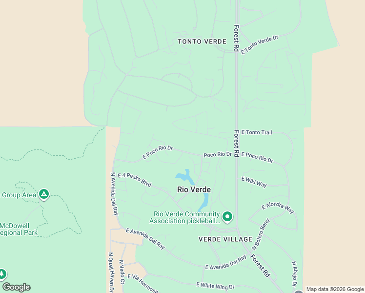 map of restaurants, bars, coffee shops, grocery stores, and more near 18642 East Poco Rio Drive in Rio Verde