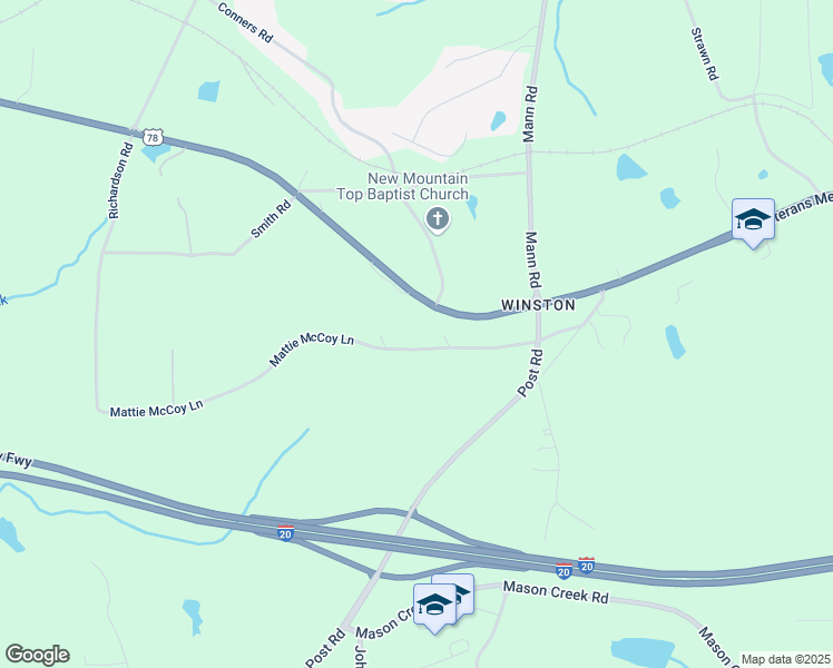 map of restaurants, bars, coffee shops, grocery stores, and more near 7854 Mattie McCoy Lane in Winston
