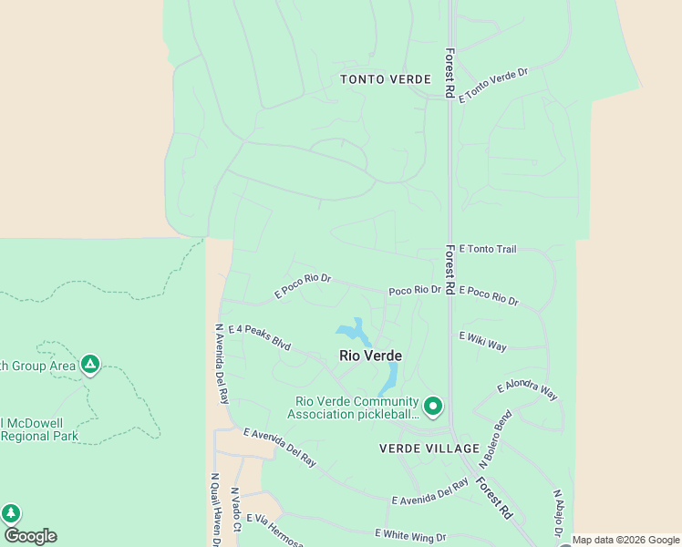 map of restaurants, bars, coffee shops, grocery stores, and more near 18642 East Poco Rio Drive in Rio Verde