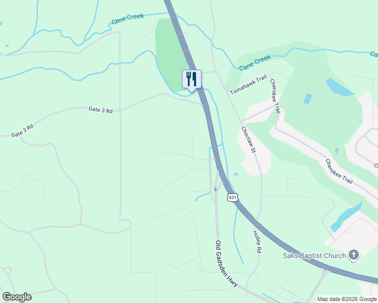 map of restaurants, bars, coffee shops, grocery stores, and more near 112 Beverly Road in Anniston