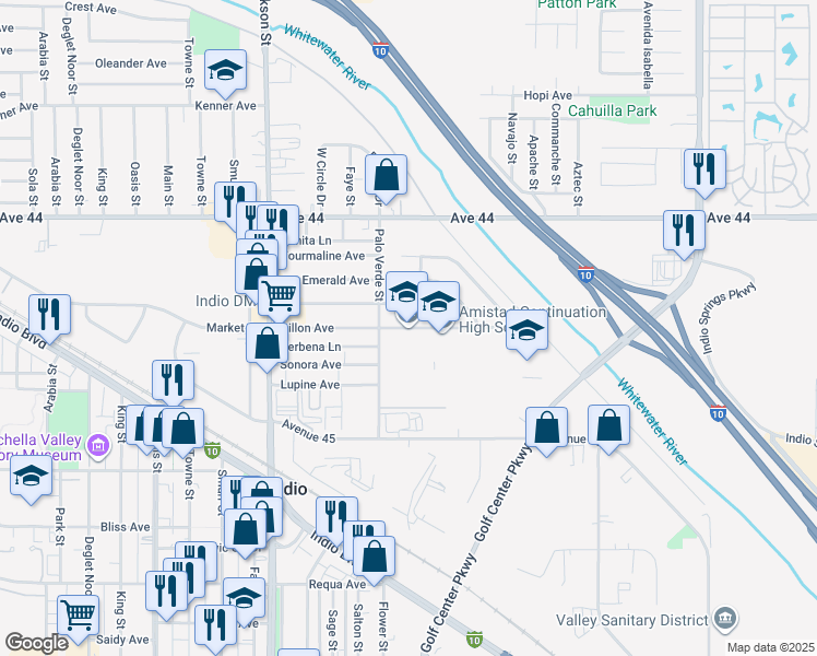 map of restaurants, bars, coffee shops, grocery stores, and more near 83391 Dillon Avenue in Indio