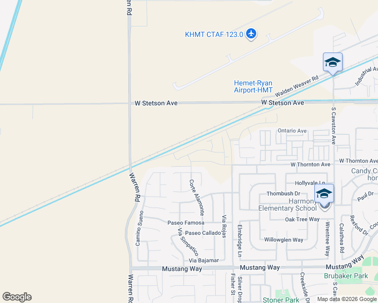 map of restaurants, bars, coffee shops, grocery stores, and more near 5298 Amaryllis Street in Hemet