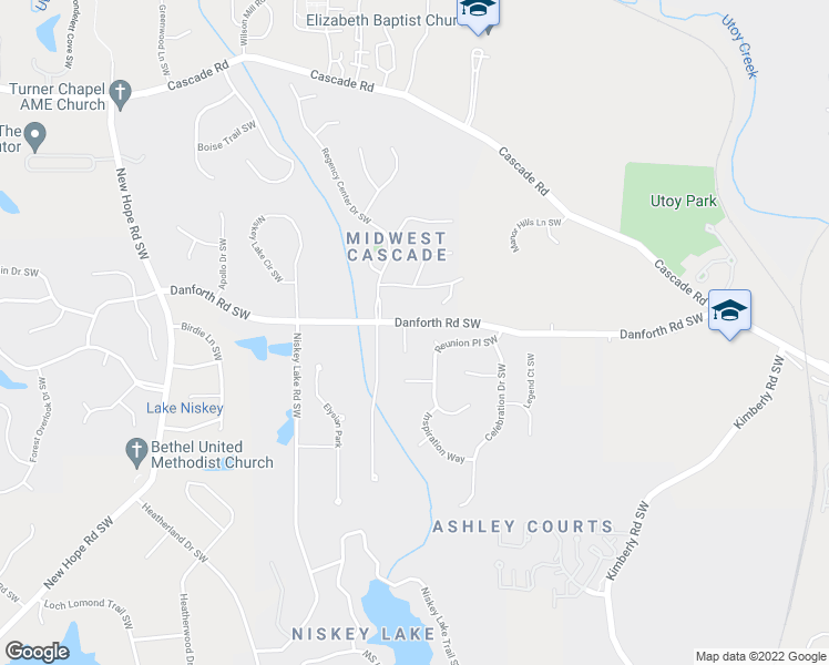 map of restaurants, bars, coffee shops, grocery stores, and more near 100 Rehoboth Circle in Atlanta