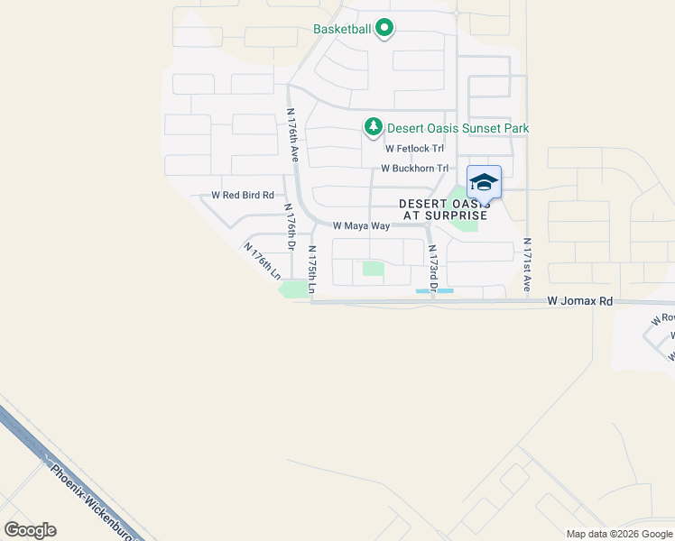 map of restaurants, bars, coffee shops, grocery stores, and more near 17516 West Melissa Lane in Surprise