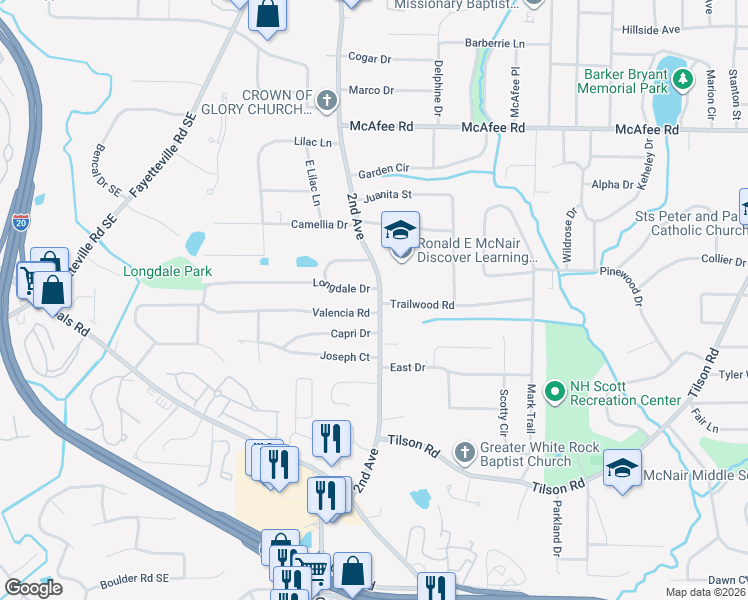 map of restaurants, bars, coffee shops, grocery stores, and more near 2202 2nd Avenue in Decatur