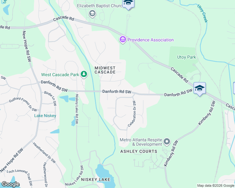 map of restaurants, bars, coffee shops, grocery stores, and more near 995 Reunion Place Southwest in Atlanta